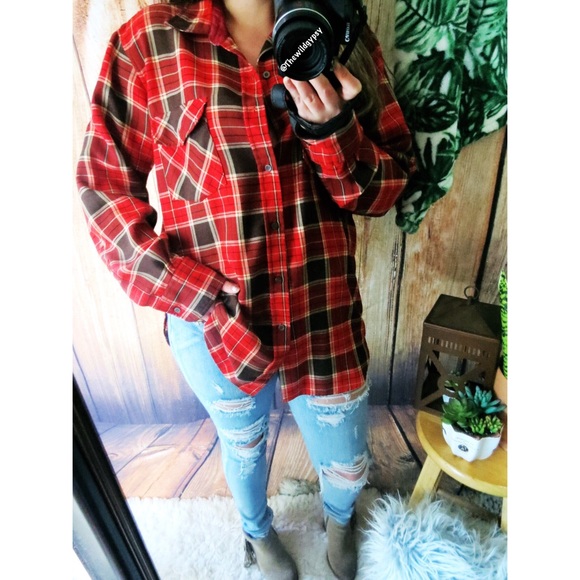 Vintage Tops - Vintage plaid boyfriend flannel ☕️
